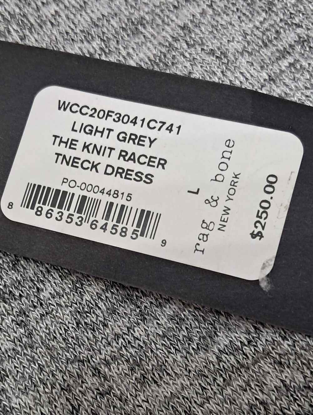 Rag & Bone NWT Sz. Lg Grey The Knit Racer Mock Turtle Neck Dress - Picture 5 of 16